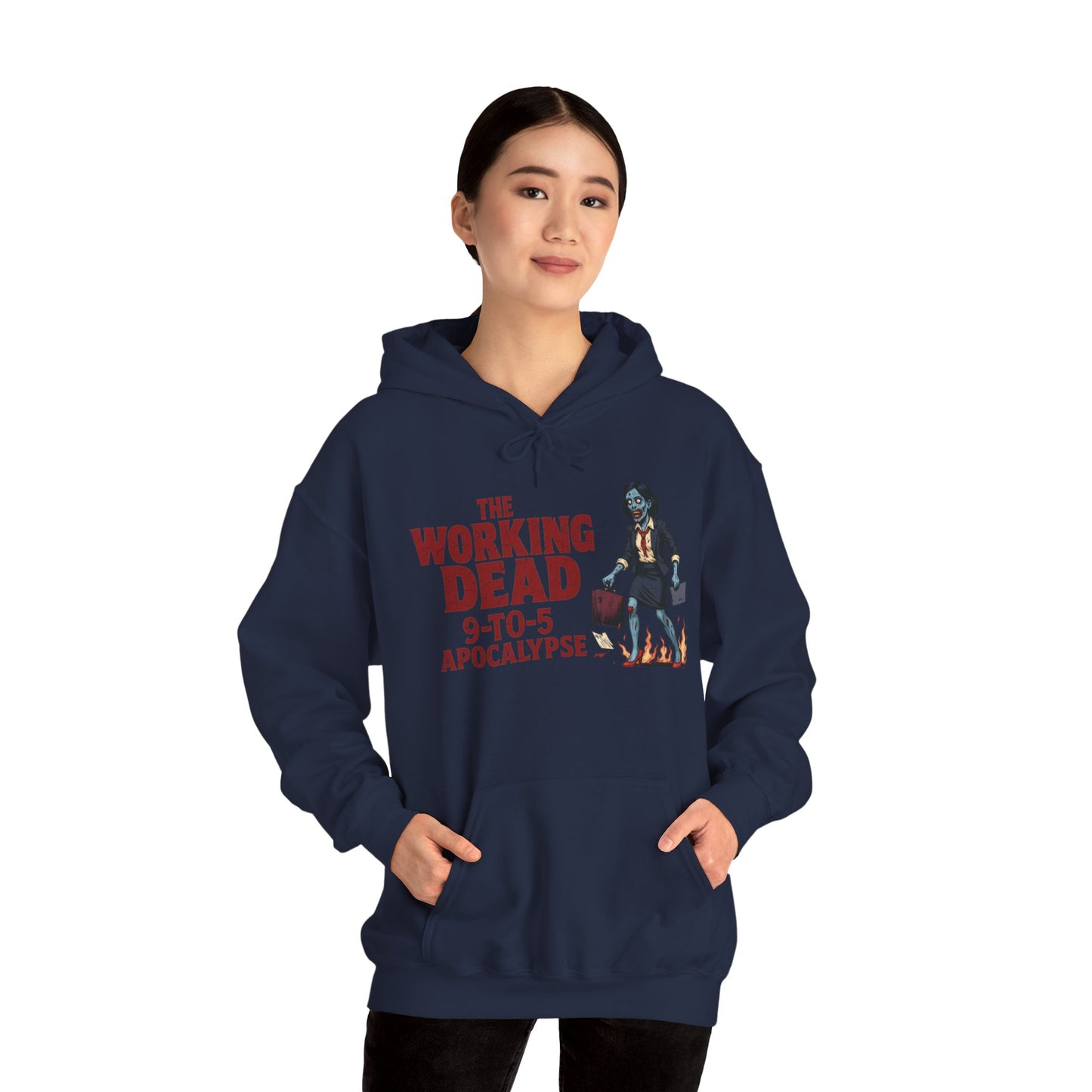 The Working Dead 9-to-5 Apocalypse Hoodie, Women's Horror Office Zombie Sweatshirt, Halloween Zombie Top, Halloween Work Top