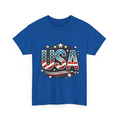 Patriotic USA T-Shirt, Unisex Heavy Cotton Tee for Independence Day, Memorial Day, 4th of July, Casual Wear, Gifts