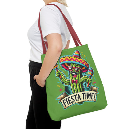 Fiesta Time Cactus Tote Bag, Funny Mexican Party Gift, Sombrero Maracas Print, Cinco de Mayo Bag, Summer Festival Tote, Beach Bag, Shopping