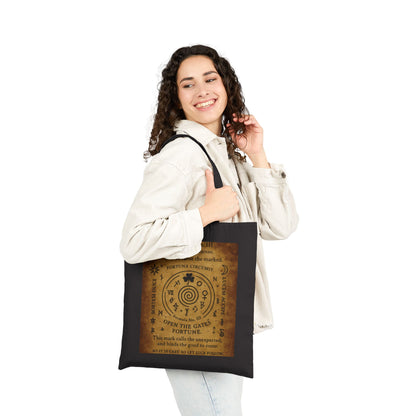 Sigil of Fortune Tote Bag, Lucky Charm Spell Symbol, Occult Spiral Design, Witchy Canvas Bag, Mystic Luck Amulet Art, Boho Bag