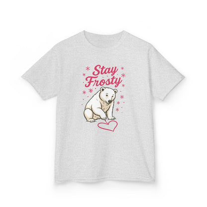 Kids Heavy Cotton™ Tee, Kids Stay Frosty Polar Bear T-Shirt, Cute Winter Graphic Tee for Children