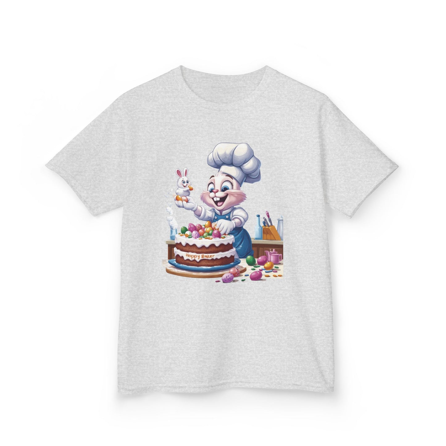 Pastry Chef Easter Bunny T-Shirt - Cute Spring Tee with Chef Bunny and Colorful Cake, Fun Holiday Gift for Kids and Bunny Lovers