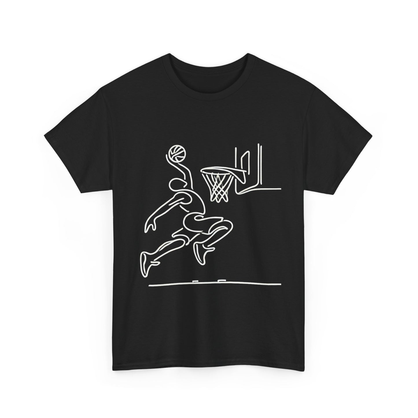 Basketball Slam Dunk Line Art Shirt, Unisex Heavy Cotton Tee, Sportswear, Gift for Athletes, Streetwear, Basketball Player T-Shirt