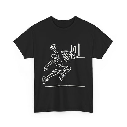 Basketball Slam Dunk Line Art Shirt, Unisex Heavy Cotton Tee, Sportswear, Gift for Athletes, Streetwear, Basketball Player T-Shirt