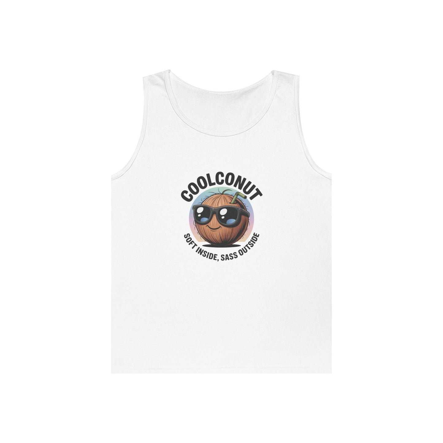 Coolconut Unisex Heavy Cotton Tank Top - Fun Summer Tee, Cute Beach Outfit, Vacation Wear, Gift for Him or Her, Trendy Summer Apparel