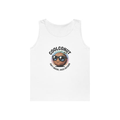 Coolconut Unisex Heavy Cotton Tank Top - Fun Summer Tee, Cute Beach Outfit, Vacation Wear, Gift for Him or Her, Trendy Summer Apparel