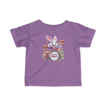 Baby Easter Bunny Drummer Tee - Cute Infant Music Shirt for 6-24 Months, Fun Spring Gift for Babies, Adorable Bunny Playing Drums