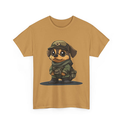 Funny Dog Soldier Tee, Cute Military Dog Cartoon Unisex Heavy Cotton Tee , Pet Lover Gift, Gift for Dog Owners, Gift for Army Fans