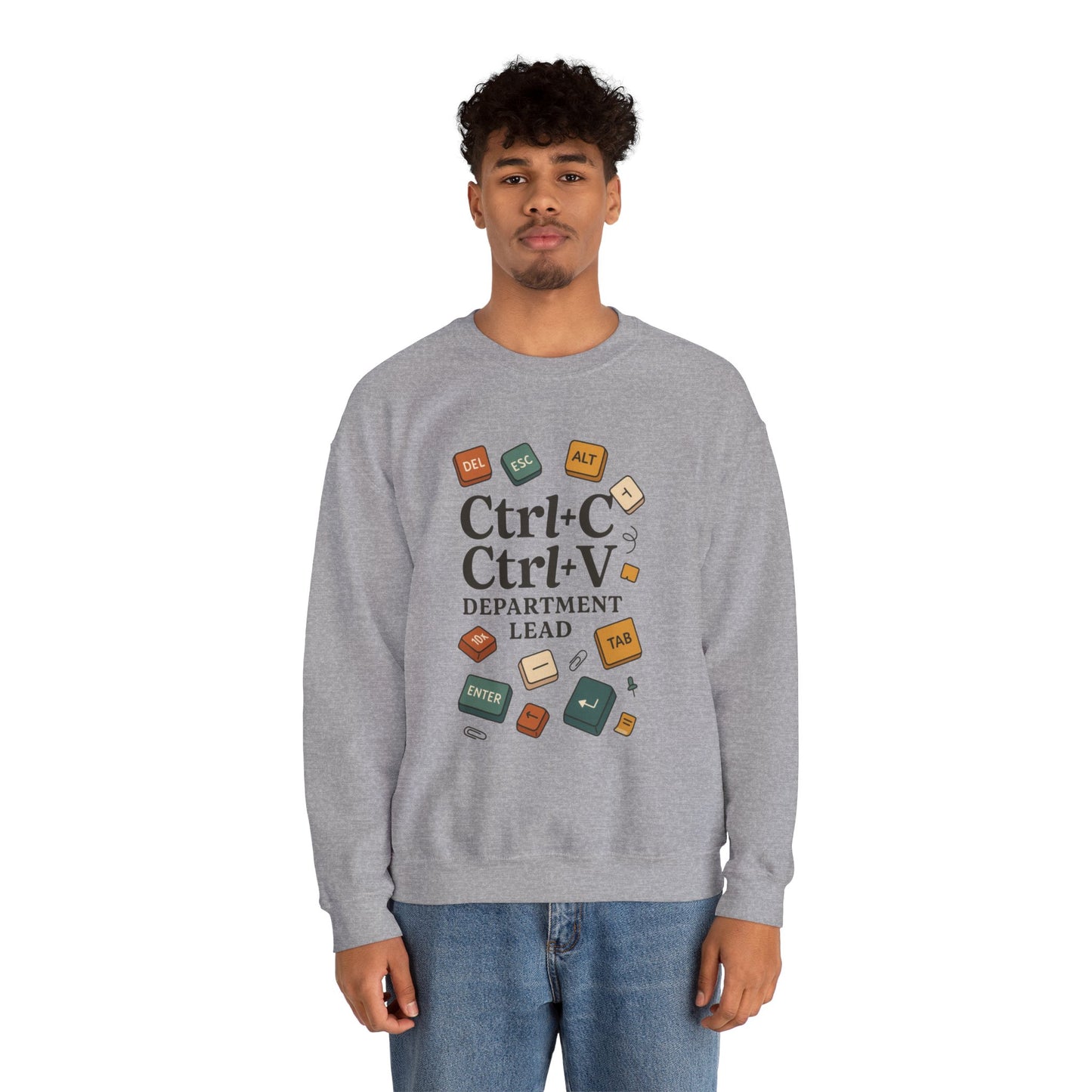 Funny Ctrl+C Ctrl+V Department Lead Sweatshirt, Unisex Crewneck, Gift for Tech Lovers, Office Humor, Cozy Casual Wear, Gift for a Coworker