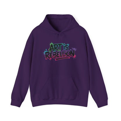 Art Is Rebellion Hoodie, Women's Graffiti Street Art Hooded Sweatshirt, Rebel Graphic Statement Pullover, Heavy Blend™ Hooded Sweatshirt