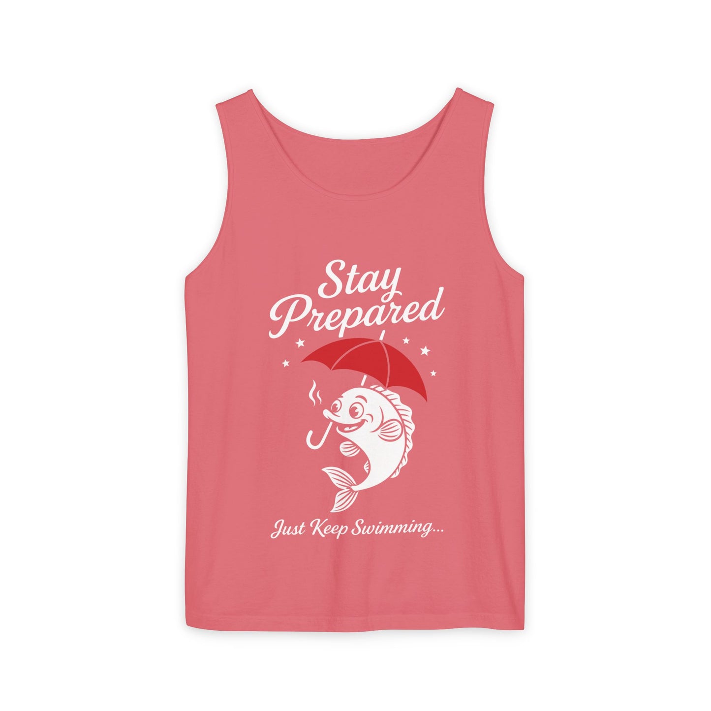 Stay Prepared Fish Womens Tank Top - Funny Just Keep Swimming Sleeveless Shirt - Cute Nautical Summer Top, Beachwear, Pool Party Must-Have