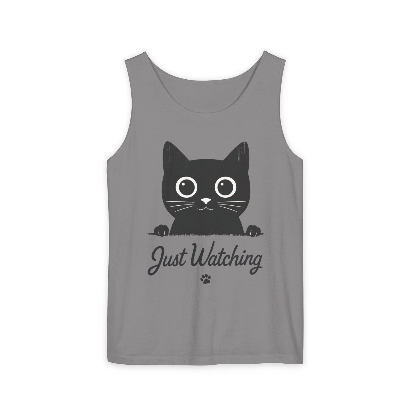Just Watching Cat Womens Tank Top - Cute Black Kitty Sleeveless Shirt - Funny Summer Cat Lover Gift, Summer Beach Wear, Pet Themed Apparel