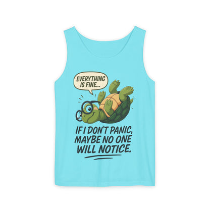 Funny Turtle Womens Tank Top, Everything is Fine, Womens Summer Apparel, Relaxed Fit, Pool Party, Beachwear, Humorous Gift