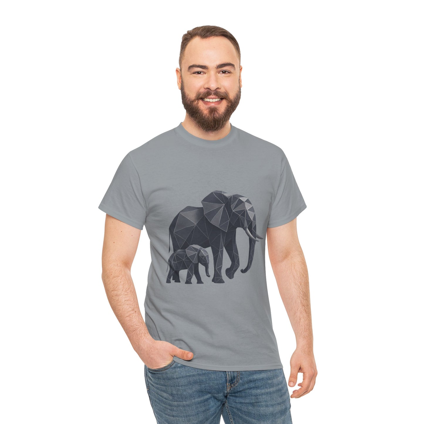 Geometric Elephant Tee - Minimalist Art Shirt, Nature Lover Gift, Animal Print T-Shirt, Unisex Cotton Tee, Eco-Friendly Wear