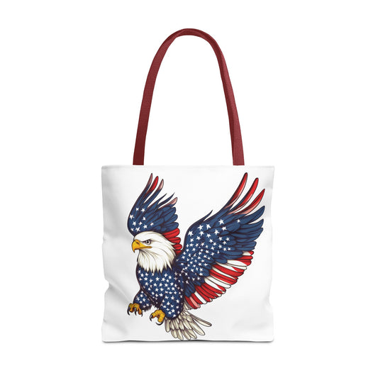 Patriotic Eagle Tote Bag, AOP, Perfect for July 4th, Festivals, Eco-Friendly Shopping, Gift for Nature Lovers, large canvas bag, beach bag