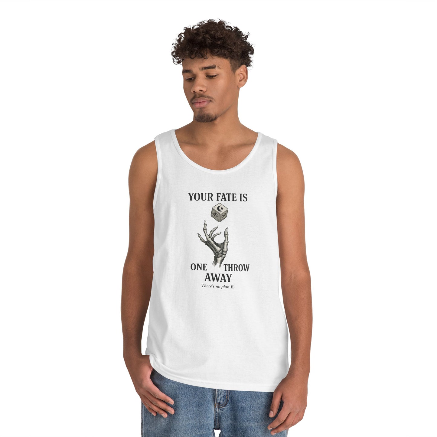 Your Fate Mens Tank Top, Skeleton Dice Graphic Tank, Trendy Gift for Gamers, Gambling Tee, Unique Quote Apparel, Workout Tank, Fitness Shirt