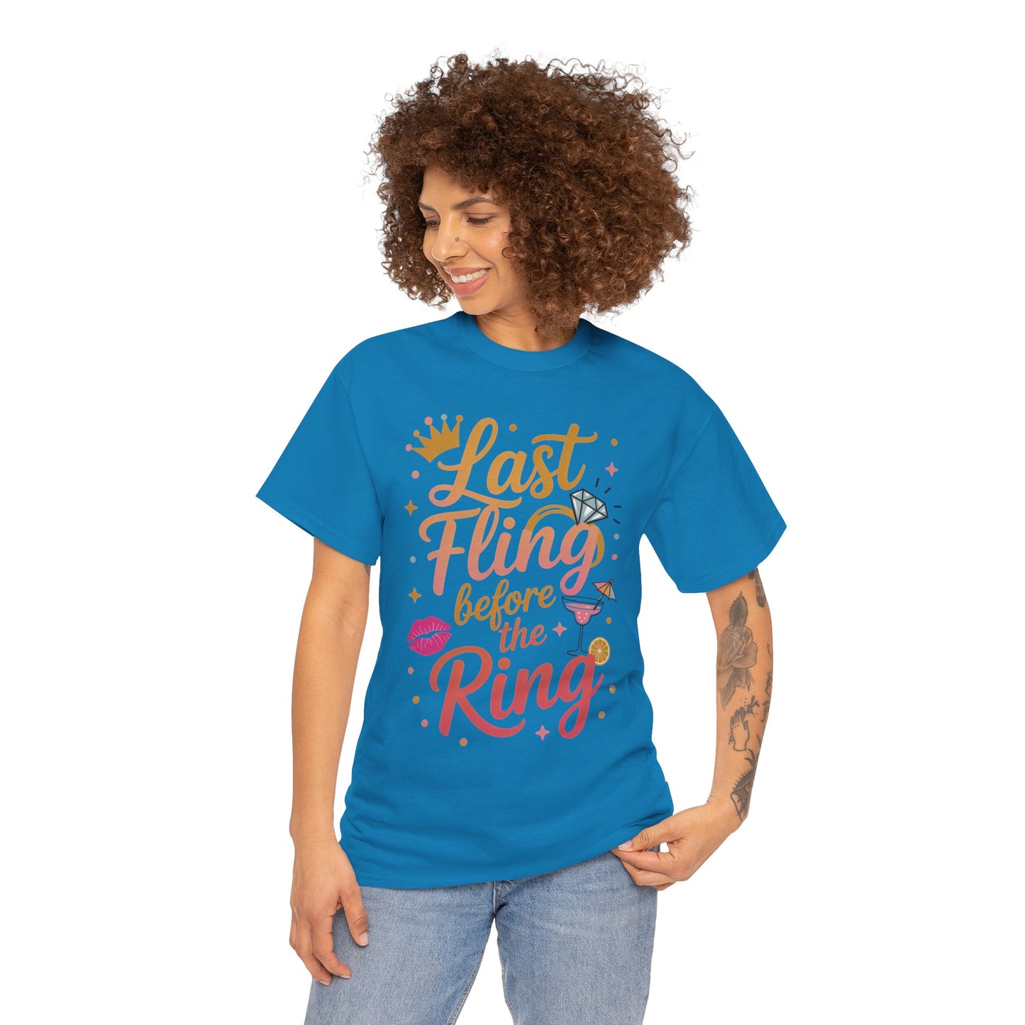 Last Fling Before the Ring T-Shirt, Bachelorette Party Tee, Bridesmaid Wedding Tee, Hen Party Matching Top, Bridal Shower, Bridesmaids Gift