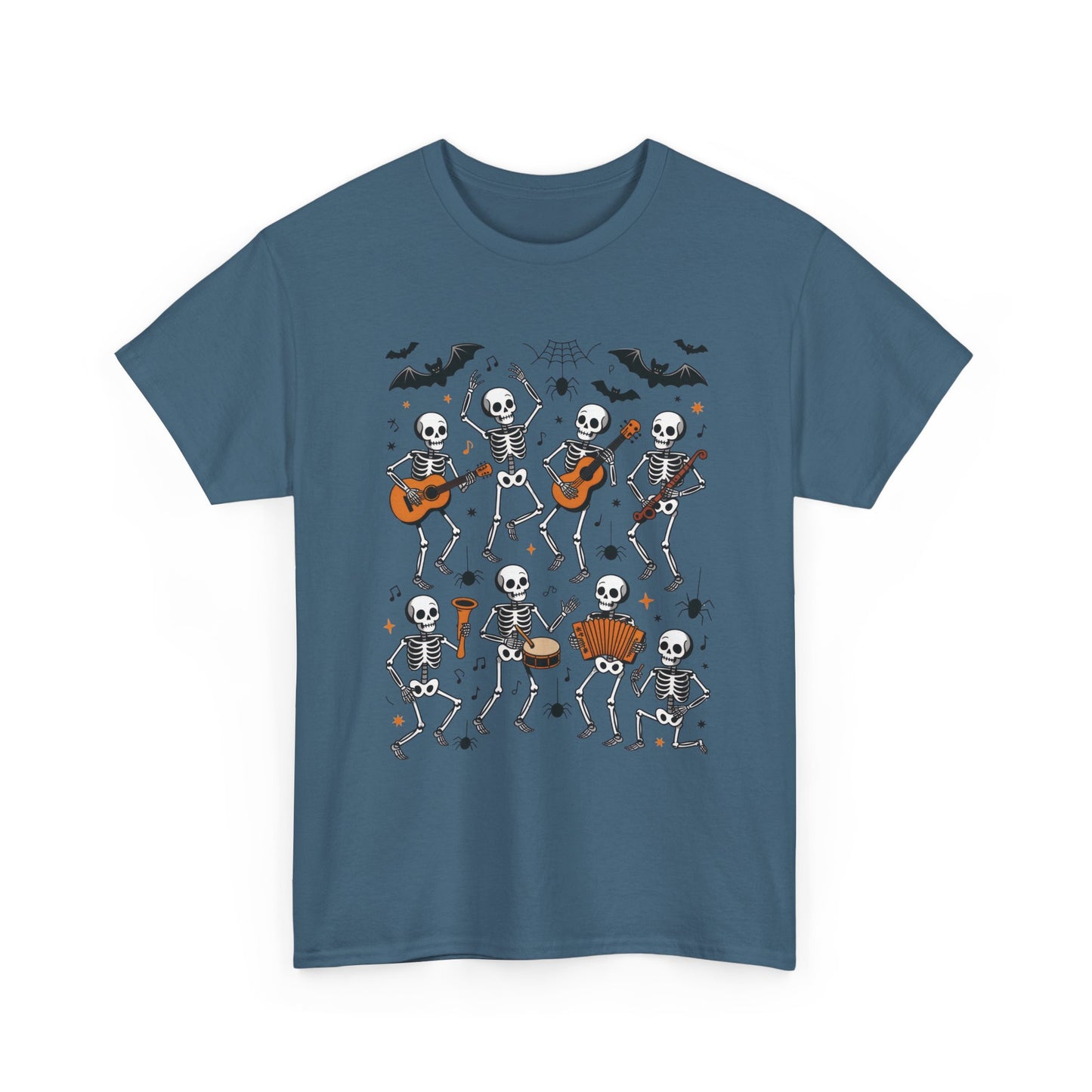 Dancing Skeleton Band Halloween T-Shirt for Men, Funny Spooky Music Tee, Rock and Roll Skeleton Shirt, Cool Halloween Party Outfit