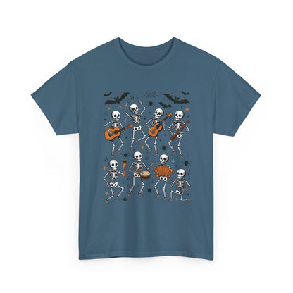 Dancing Skeleton Band Halloween T-Shirt for Men, Funny Spooky Music Tee, Rock and Roll Skeleton Shirt, Cool Halloween Party Outfit