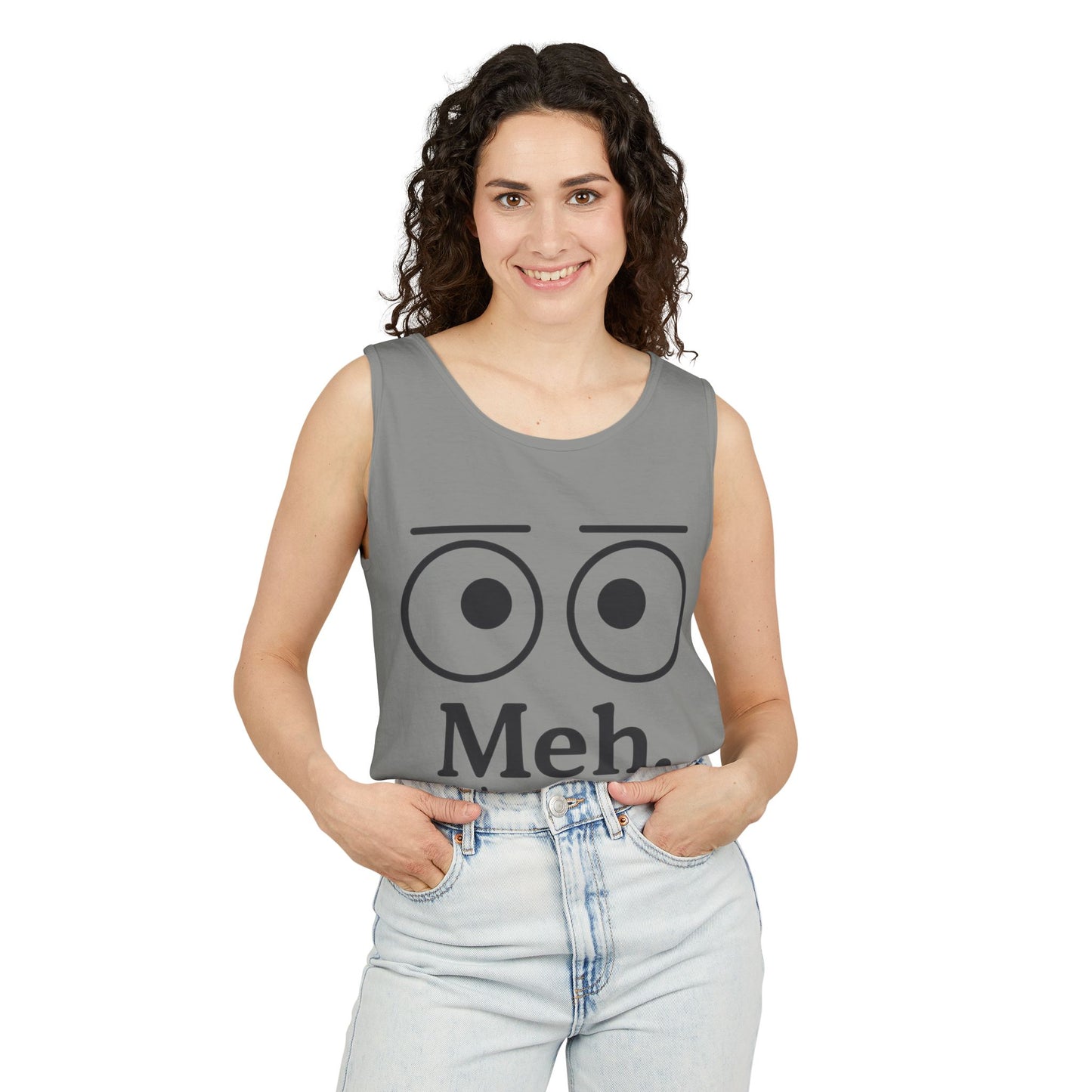 Womens Funny Graphic Tank Top with 'Meh. Wow... so exciting' Quote, Casual Wear, Summer Apparel, Gift for Friends, Humor Tank
