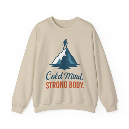 Men's Heavy Blend™ Crewneck Sweatshirt, Cold Mind Strong Body Sweatshirt, Nordic Mountain Minimalist Pullover