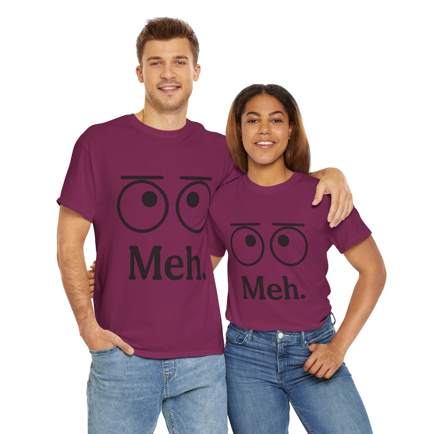 Funny Unisex Heavy Cotton Tee - 'Meh' Graphic Shirt, Casual Wear, Gift for Friends, Humor Tee, Everyday Outfit