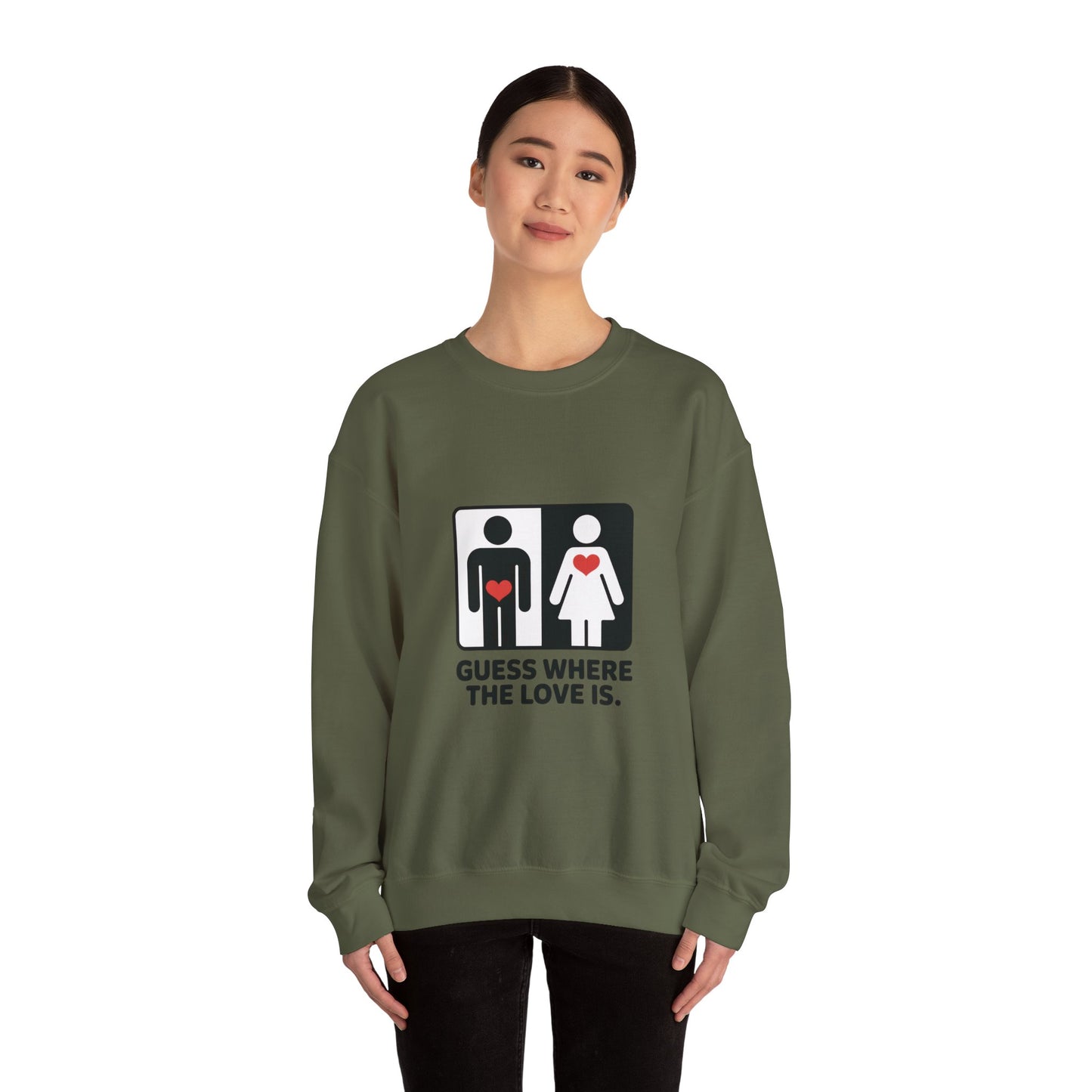 GuesWhere the Love Is Sweatshirt, Couples Gift, Valentines Day Apparel, Matching Sweatshirt, Relationship Sweatshirt, Love Joke Graphic
