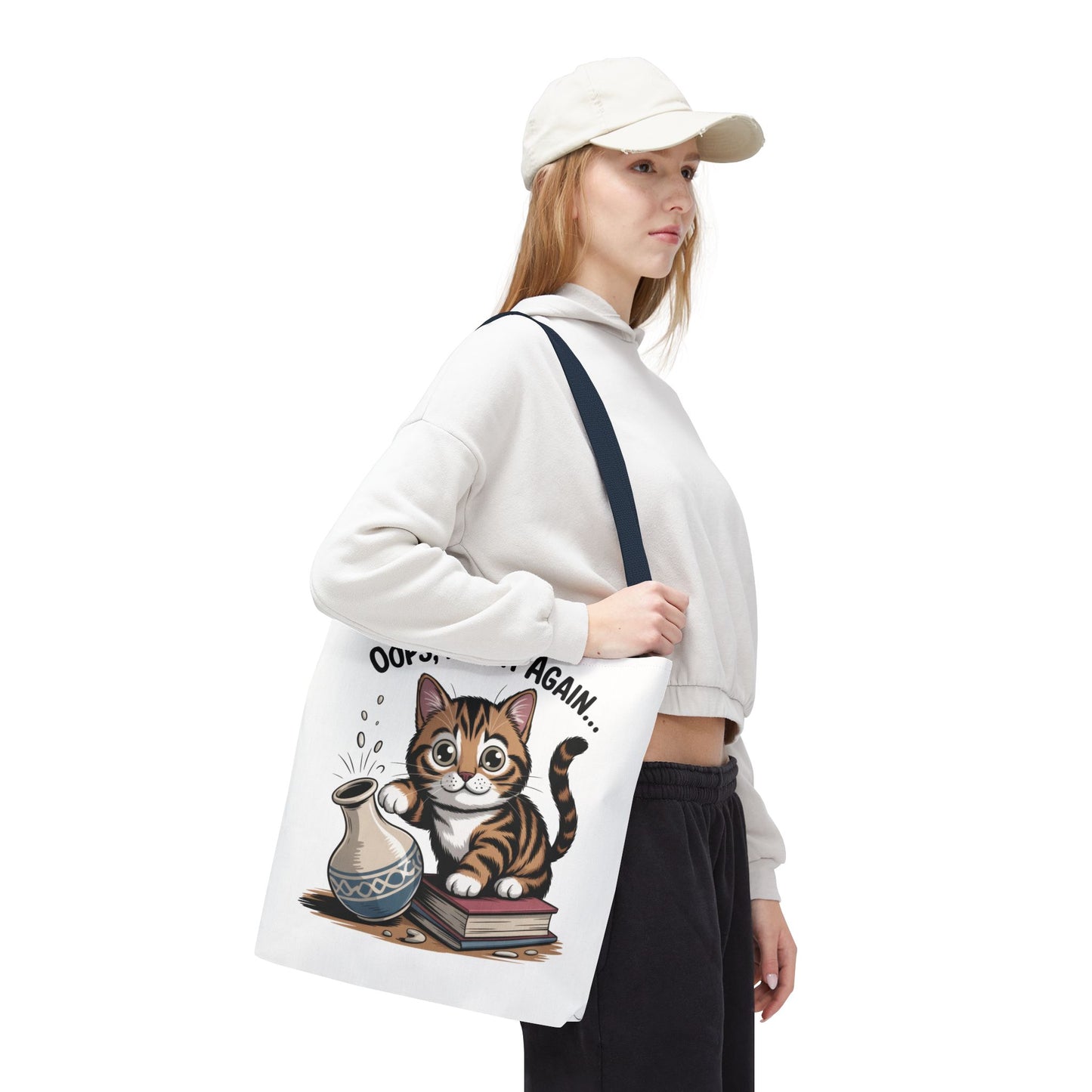 Cat-Themed Tote Bag, "Oops, I Did It Again", Perfect Gift for Cat Lovers, Pet Owners, Birthday, or Everyday Use, Large Tote Bag, beach bag