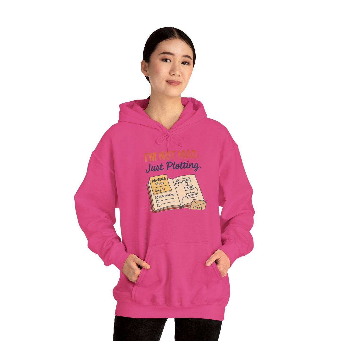 Sarcastic Womens Hoodie, Im Not Mad Just Plotting, Funny Passive Aggressive Sweatshirt Gift, Plotting Humor Hooded Womens Sweatshirt