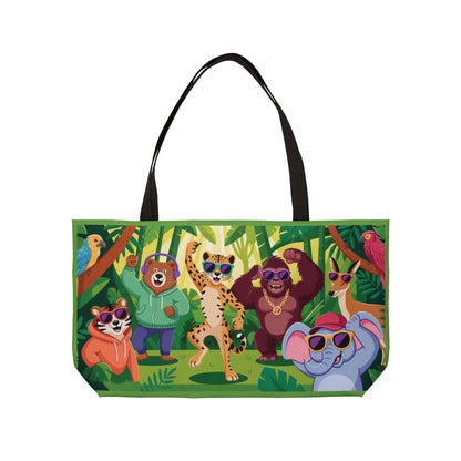 Colorful Jungle Animals Weekender Bag, Cute Cartoon Beach Tote, Large Travel Bag with Fun Party Animals, Kids Gift, Gym, Eco-Friendly Bag