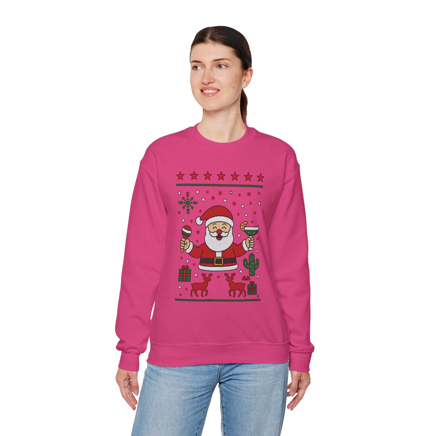 Funny Santa Women's Christmas Sweatshirt, Holiday Party Pullover
