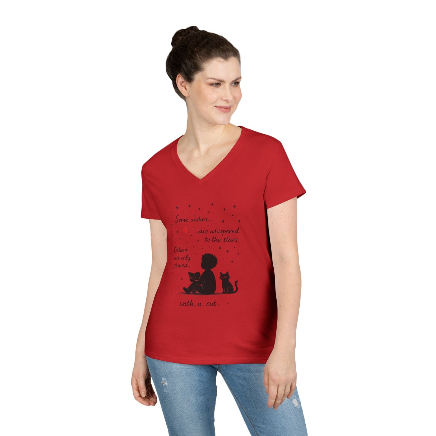 Whimsical Cat Lovers' V-Neck T-Shirt - Perfect Gift for Cat Enthusiasts, Animal Lovers, Birthday, and Pet Owners