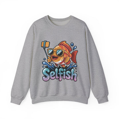 Selfish Womens Sweatshirt, Funny Selfie Pullover, Cute Ocean Pun Sweater, Playful Sea Life Gift, Fun Gift for Fish Lovers, Fishing Apparel