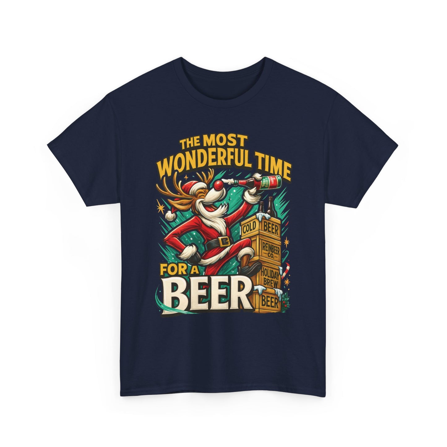 Funny Christmas Beer T-Shirt for Men, The Most Wonderful Time for a Beer