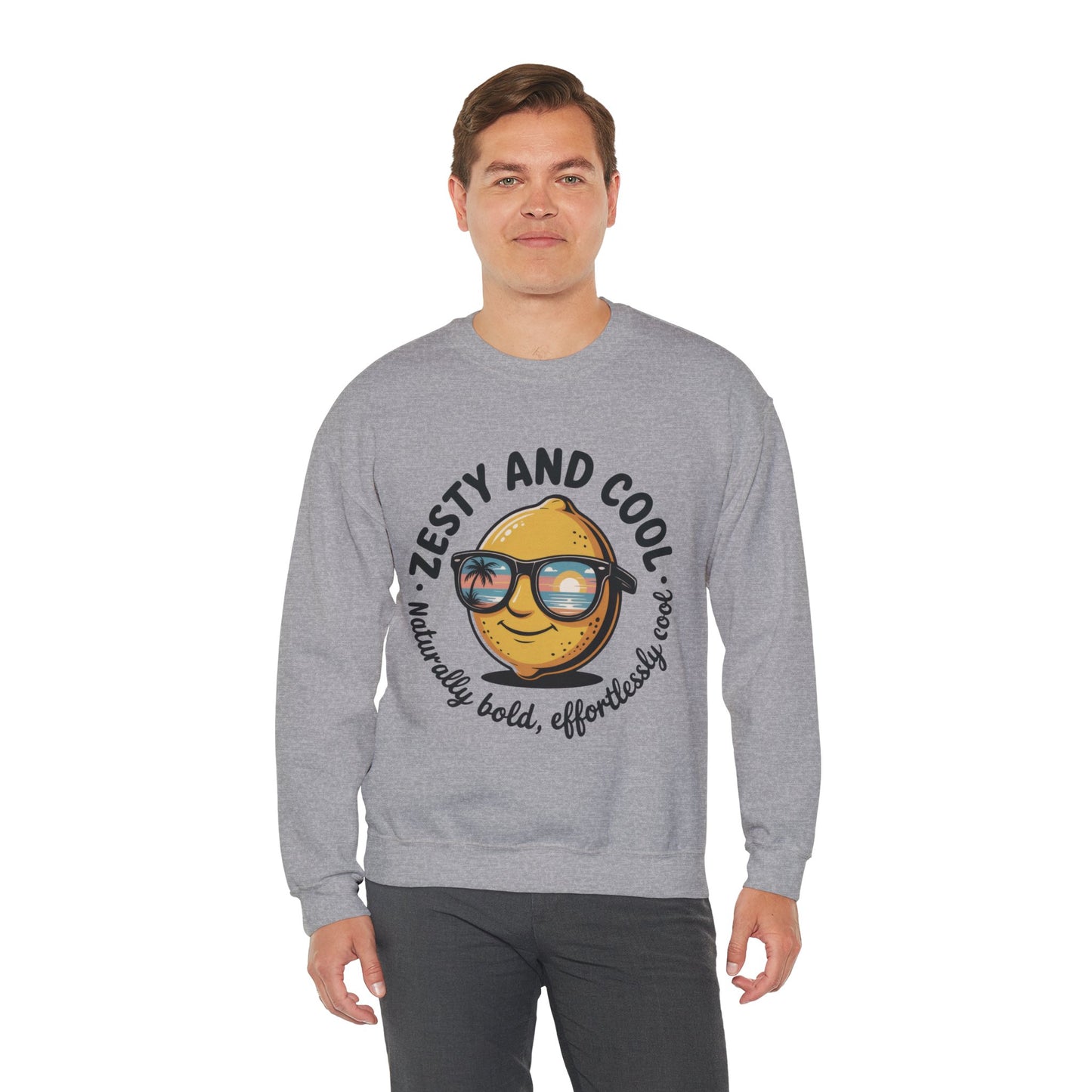 Zesty Lemon Mens Crewneck Sweatshirt - Fun Gift for Friends, Cool Casual Style, Summer Vibes, Mens Graphic Apparel, Perfect for Relaxing