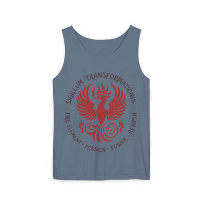 Phoenix Fire Element Tank Top, Sigillum Transformationis Seal, Passion Power Rebirth Totem, Phoenix Symbol Unisex Tank, Spiritual Tee