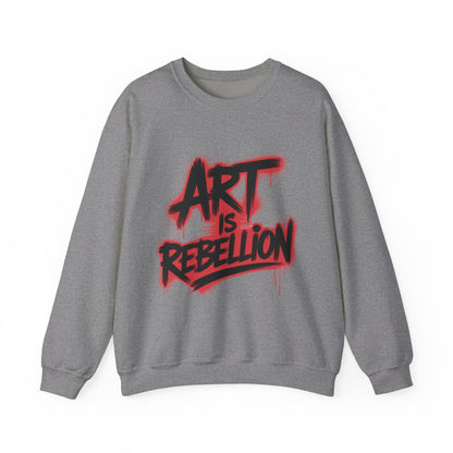 Men'sHeavy Blend™ Crewneck Sweatshirt, Art Is Rebellion Men's Crewneck Sweatshirt, Graffiti Street Art Pullover, Urban Rebellion Streetwear