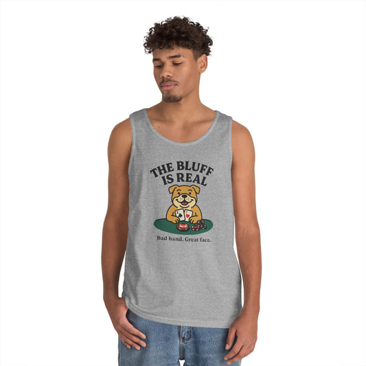 Funny Dog Poker Tank Top, The Bluff is Real Tee, Animal Lover Gift, Unisex Casino Humor Gift, Poker Night Apparel, Cute Pet Humor T-Shirt