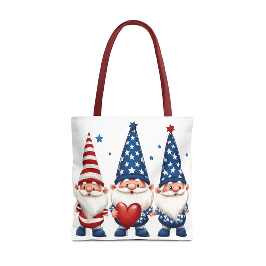 Patriotic Gnome Tote Bag, Stars and Stripes Reusable Grocery Bag, Cute Gnome Summer Bag, Holiday Gift Tote, Eco-Friendly Shopping Bag