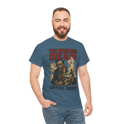 The Working Dead Men's Funny Zombie Work T-Shirt, Office Humor Tee, Halloween Office Tee, Coffee Zombie Shirt