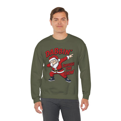 Dabbin Through The Snow Santa Men's Christmas Sweatshirt, Funny Holiday Jumper