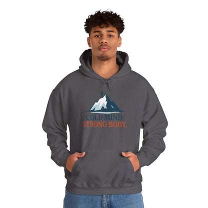 Men's Heavy Blend™ Hooded Sweatshirt, Cold Mind Strong Body Sweatshirt, Nordic Mountain Minimalist Pullover