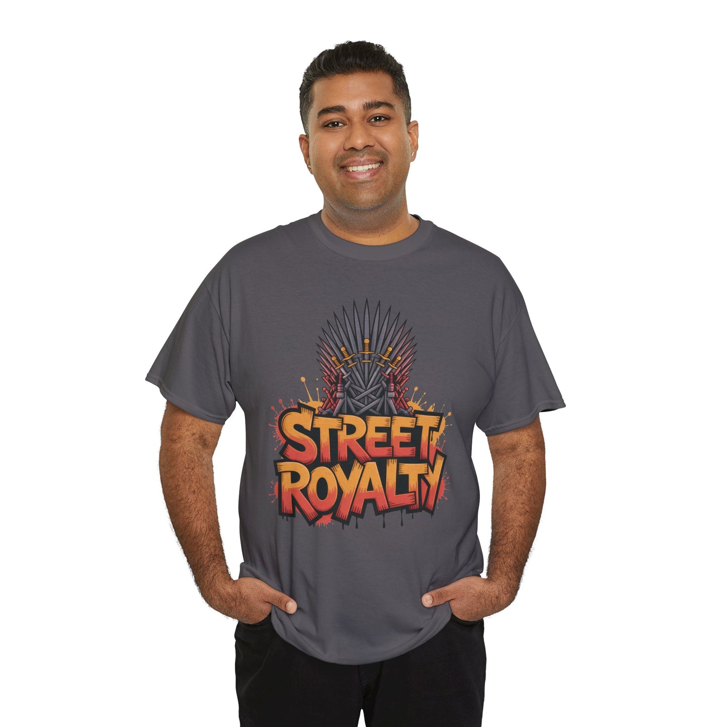 Street Royalty Men's T-Shirt, Graffiti Crown Graphic Tee, Urban Streetwear Top for Skaters and Hip Hop Style