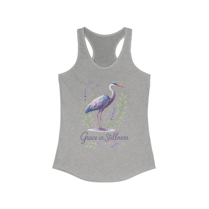 Polygonal Heron Graphic Tank, Women's Artistic Bird Summer Top, Geometric Crane, Bird Lovers Gift, Yoga Shirt, Fitness Apparel, Casual Wear