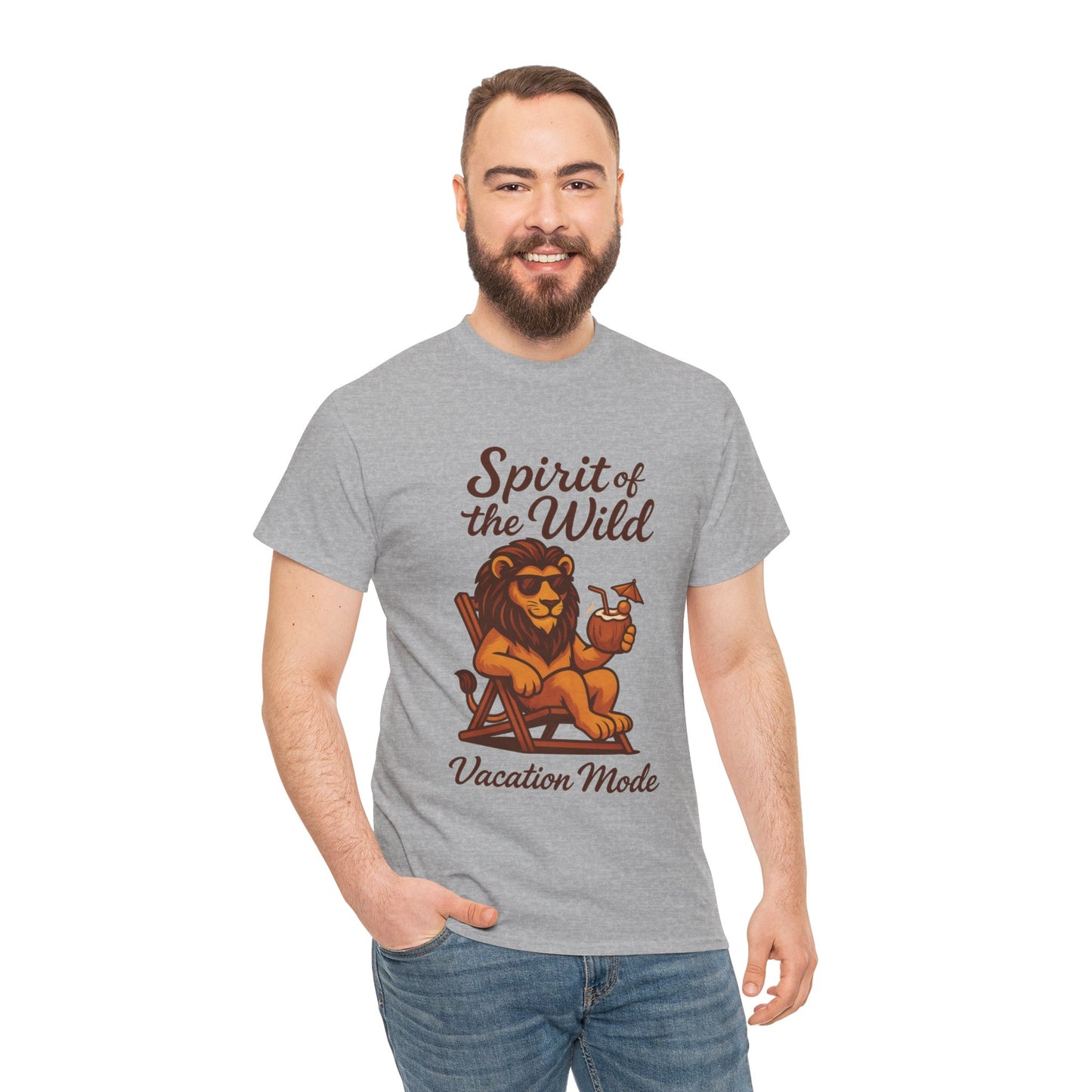 Spirit of the Wild Lion Shirt for Men - Vacation Mode Funny Summer Tee - Relaxed Jungle King Graphic, Vacation Mode, Perfect for Vacations
