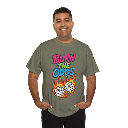 Burn the Odds Graphic Tee | Cool Casual Wear, Gaming Shirt, Unisex Cotton Tee, Dice Design T-Shirt, Gift for Gamers