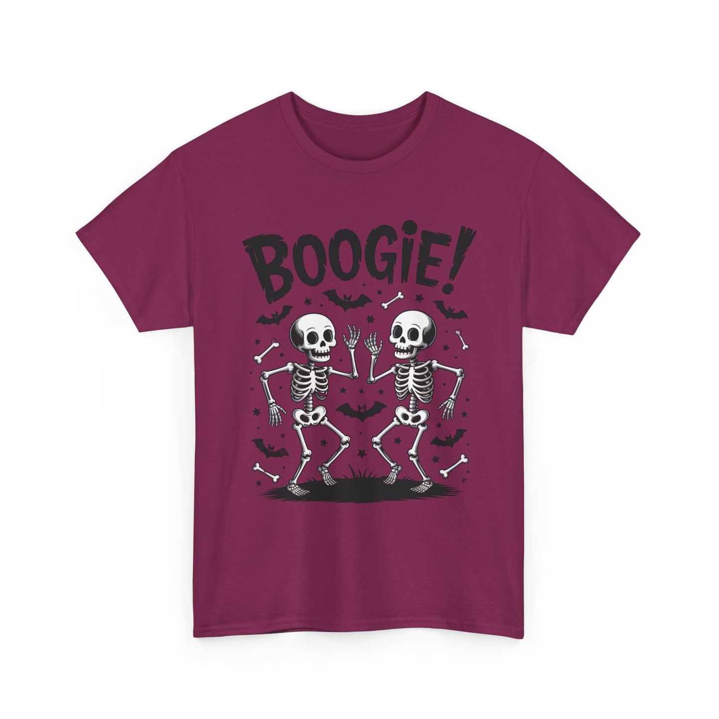 Halloween Dancing Skeletons Women's T-Shirt, BOOGIE! Funny Spooky Graphic Tee for Women, Women's Heavy Cotton Tee