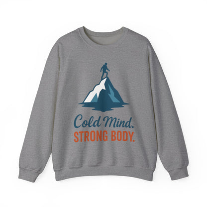 Men's Heavy Blend™ Crewneck Sweatshirt, Cold Mind Strong Body Sweatshirt, Nordic Mountain Minimalist Pullover