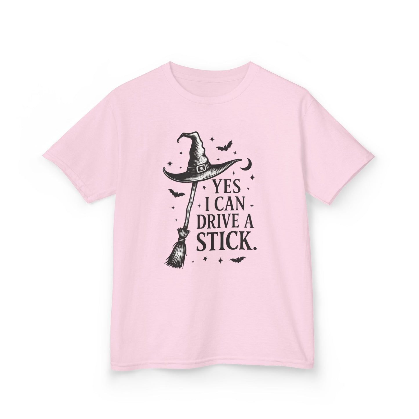 Yes I Can Drive a Stick Girls Witch T-Shirt, Cute Halloween Shirt for Kids, Girls Halloween Tee