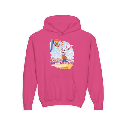 Easter Basketball Bunny Kids Hoodie - Fun Bunny Dunking Egg Ball, Cute Spring Sports Sweatshirt for Kids, Easter  Gift Idea
